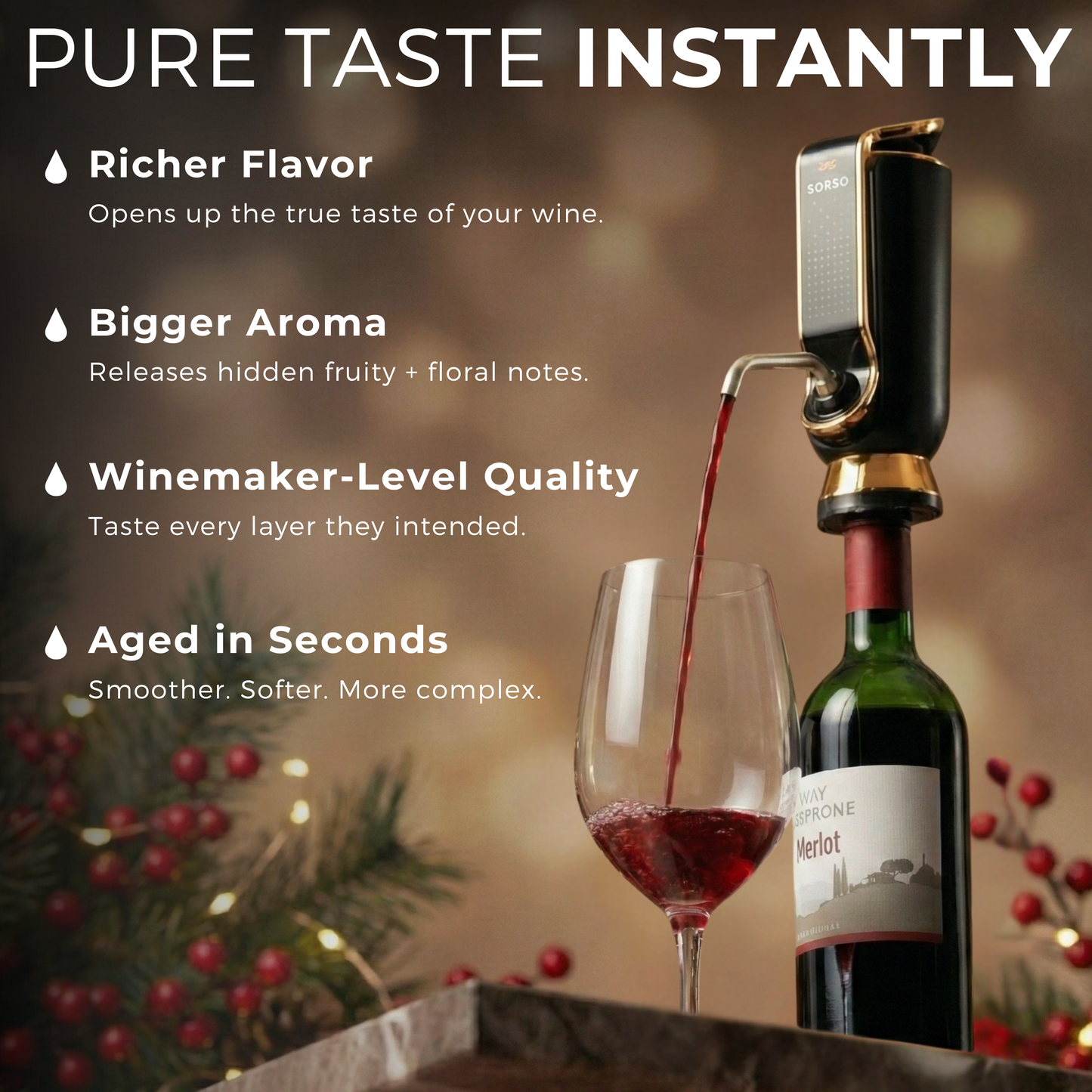 Sorso Wine Aerator, Preserver & Dispenser